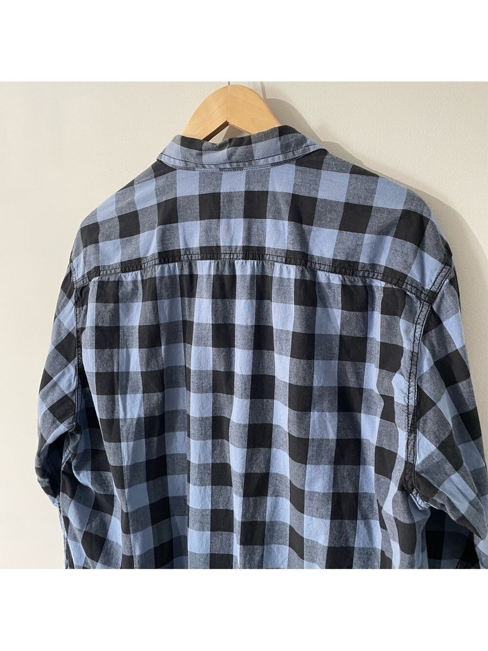 American Rag Button Down Shirt Mens XXL Blue Black Check Western Casual EUC - Picture 5 of 9